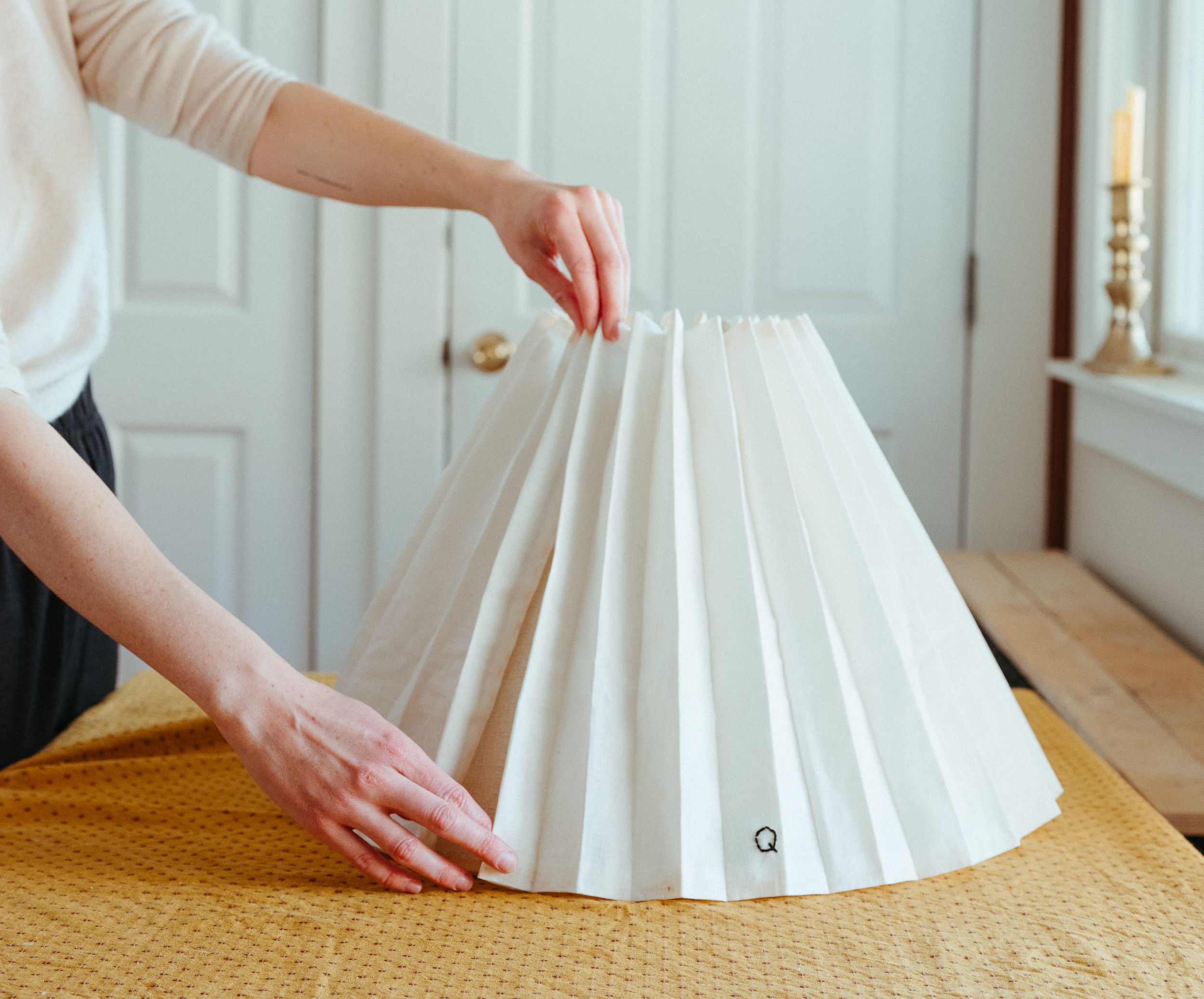 DIY: Pleated Lampshades (With Embroidered Surprises), Budget Edition